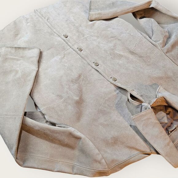 Massini Neutral Ivory Beige Leather Trench Medium - Picture 5 of 14